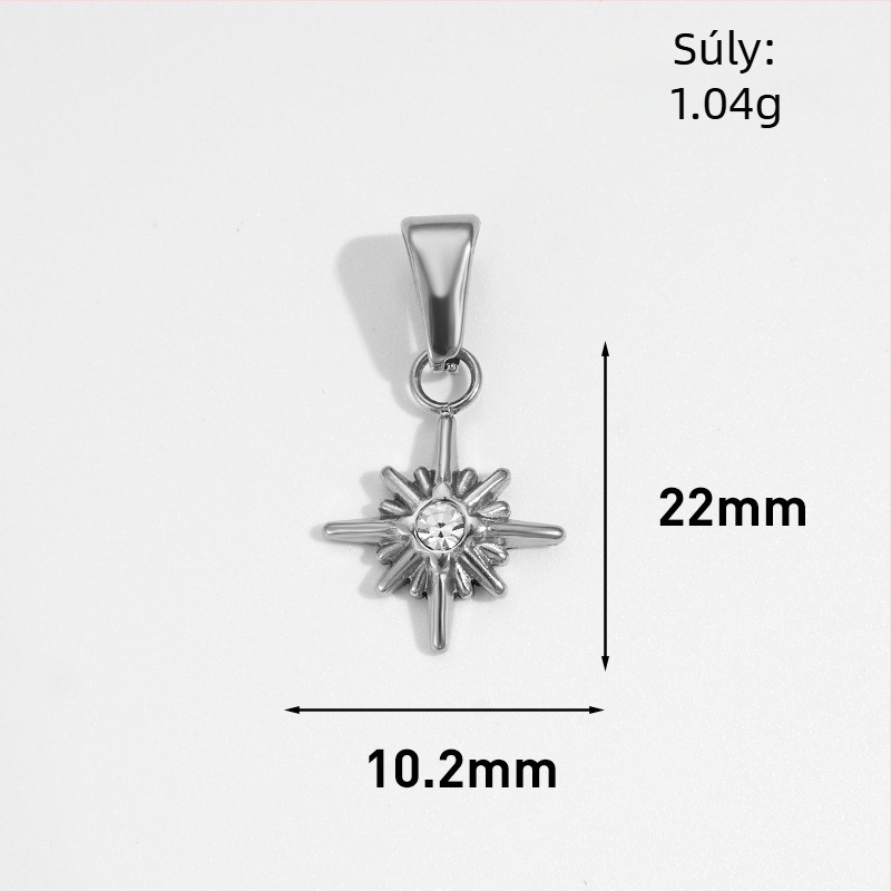Rozsdamentes acél medál nap, hold, csillag és nyolcszögletű csillag geometrias mintával, 24K aranyozott bevonattal DIY ékszerekhez