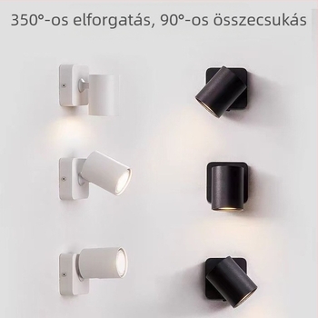 Skandináv falra szerelhető olvasólámpa az ágy mellett, minimalista dizájn, állítható szög, LED