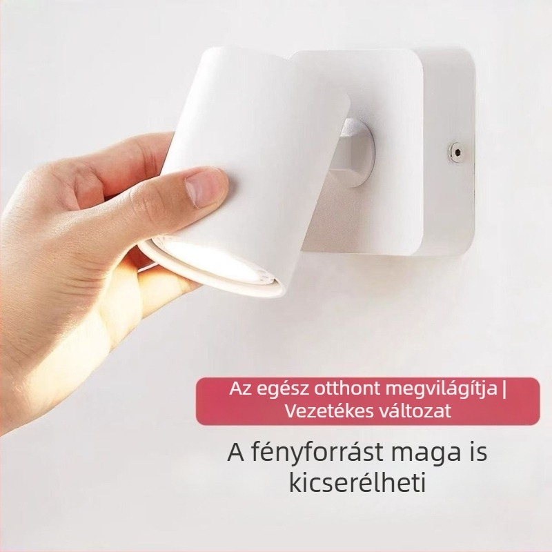 Skandináv falra szerelhető olvasólámpa az ágy mellett, minimalista dizájn, állítható szög, LED