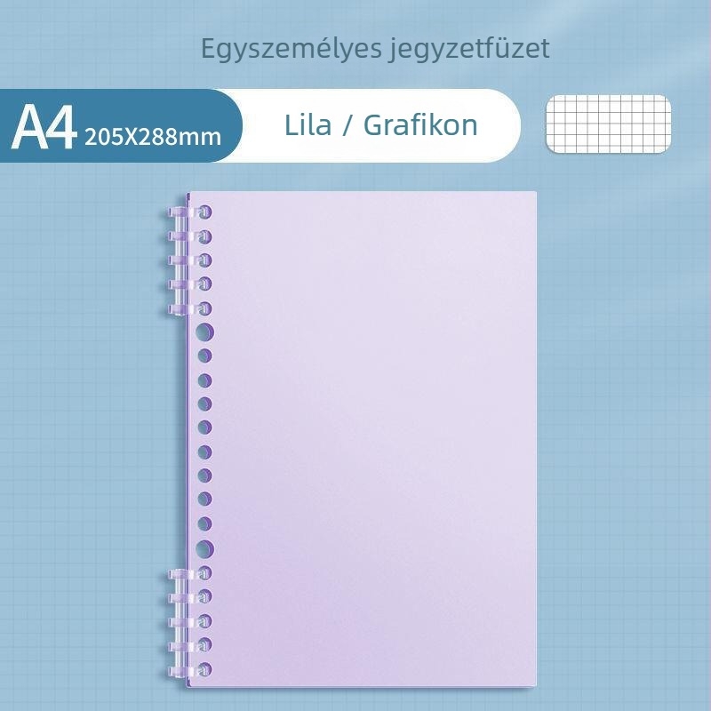 Sijin tantárgyak szerinti osztályozó notesz diákoknak, A4 formátum, letehető lapokkal, B5 vonalas oldalakkal, sima tapintású PP borító