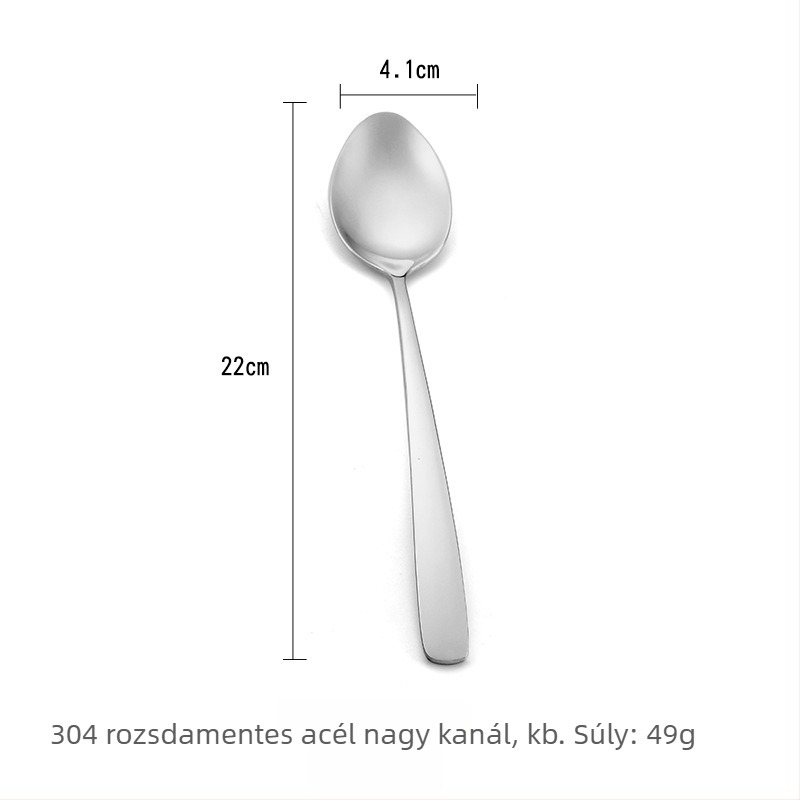 304 rozsdamentes acél étkészlet: nyugati stílusú steak kés és villa, koreai desszert- és kávékeverő kanál, hosszú nyelű kanalak