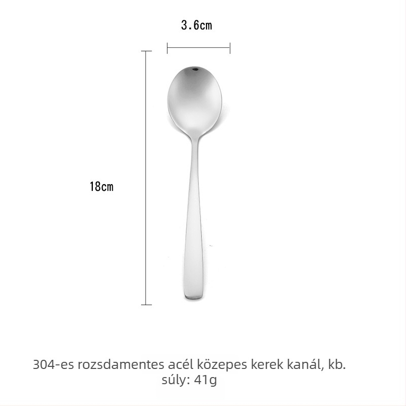 304 rozsdamentes acél étkészlet: nyugati stílusú steak kés és villa, koreai desszert- és kávékeverő kanál, hosszú nyelű kanalak
