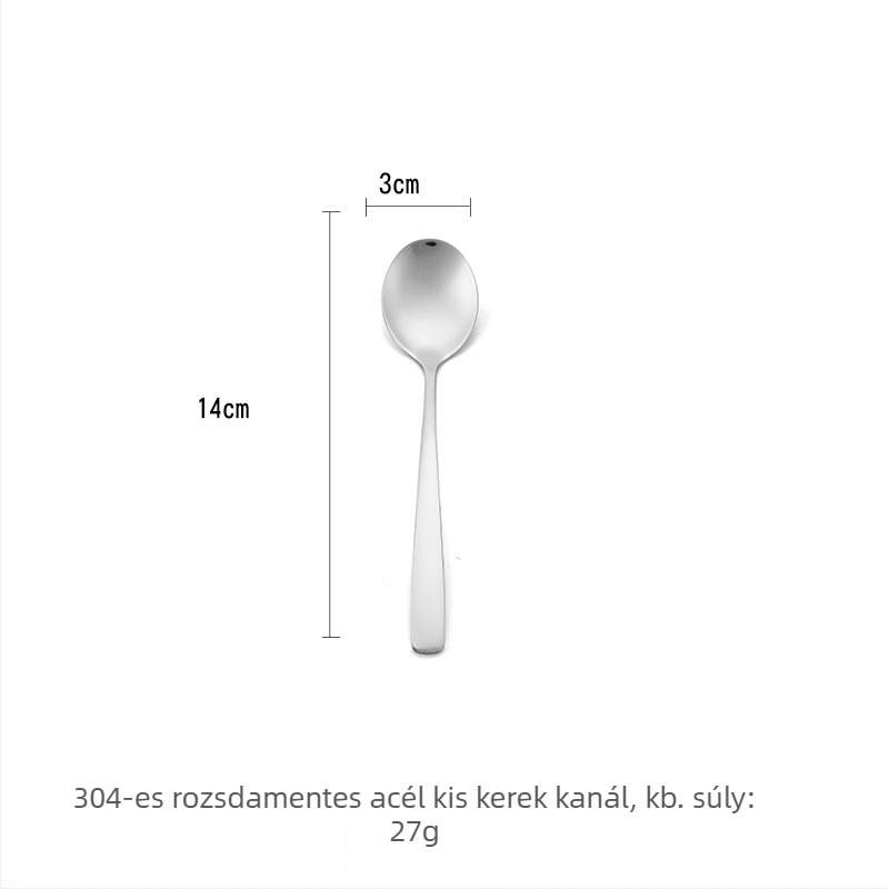 304 rozsdamentes acél étkészlet: nyugati stílusú steak kés és villa, koreai desszert- és kávékeverő kanál, hosszú nyelű kanalak