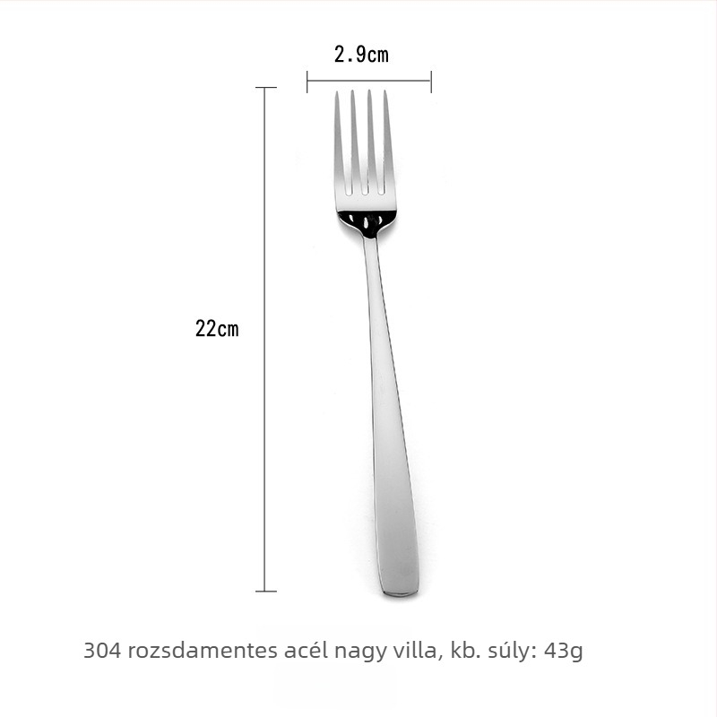 304 rozsdamentes acél étkészlet: nyugati stílusú steak kés és villa, koreai desszert- és kávékeverő kanál, hosszú nyelű kanalak