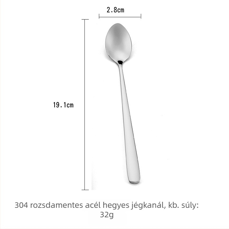 304 rozsdamentes acél étkészlet: nyugati stílusú steak kés és villa, koreai desszert- és kávékeverő kanál, hosszú nyelű kanalak