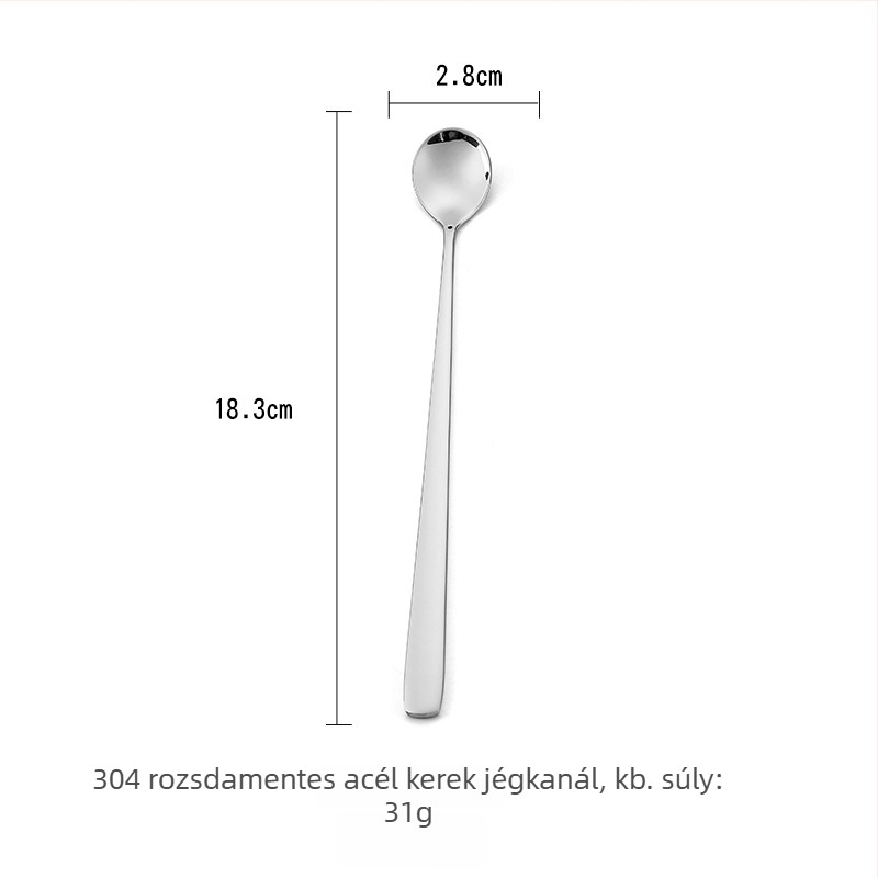 304 rozsdamentes acél étkészlet: nyugati stílusú steak kés és villa, koreai desszert- és kávékeverő kanál, hosszú nyelű kanalak