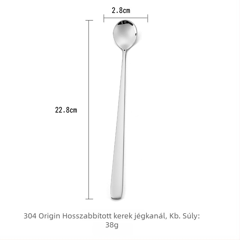 304 rozsdamentes acél étkészlet: nyugati stílusú steak kés és villa, koreai desszert- és kávékeverő kanál, hosszú nyelű kanalak