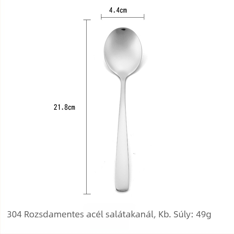 304 rozsdamentes acél étkészlet: nyugati stílusú steak kés és villa, koreai desszert- és kávékeverő kanál, hosszú nyelű kanalak