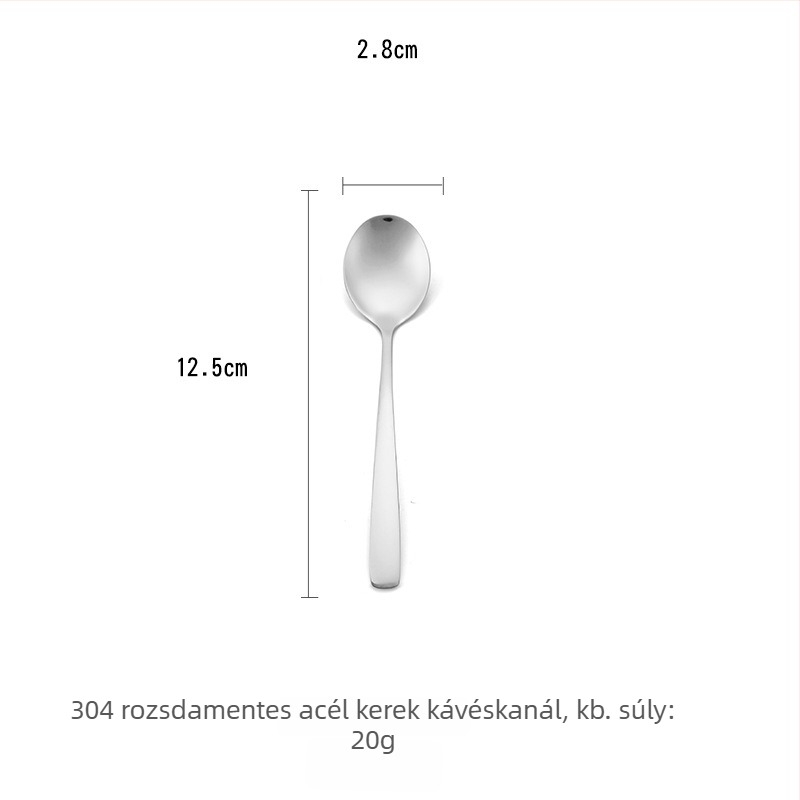 304 rozsdamentes acél étkészlet: nyugati stílusú steak kés és villa, koreai desszert- és kávékeverő kanál, hosszú nyelű kanalak
