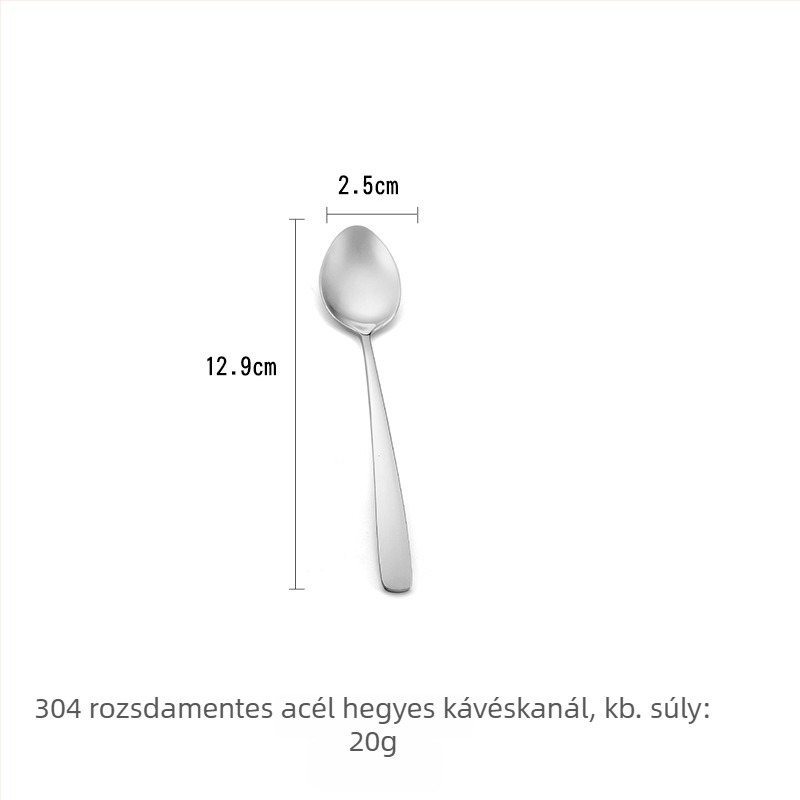 304 rozsdamentes acél étkészlet: nyugati stílusú steak kés és villa, koreai desszert- és kávékeverő kanál, hosszú nyelű kanalak
