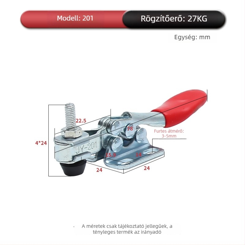 Ipari minőségű vízszintes gyorsfogó hegesztéshez, modellek: 201, 201B, 225D