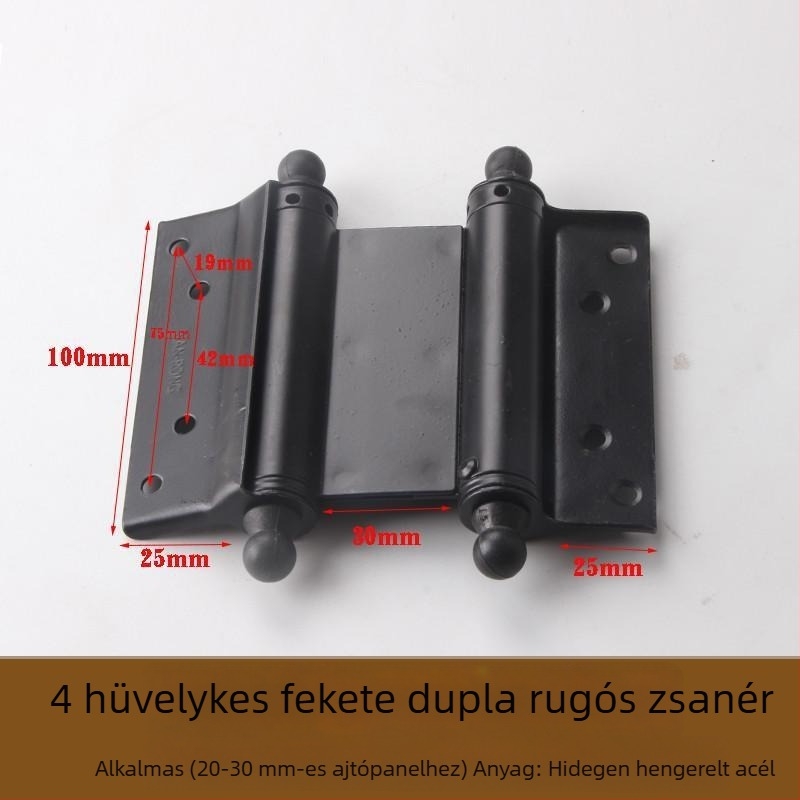 Rozsdamentes acélból készült, kétirányú ajtózsanér, önzáró, 180°-ban hajlítható, síklemez lotus mintával