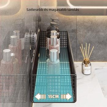 Fali szerelhető tároló – szívóhatású rögzítésű fürdőszobai kozmetikumok és törölközők rendezője