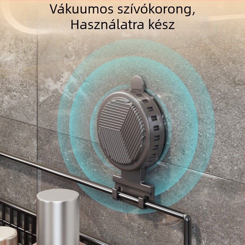 Fali szerelhető tároló – szívóhatású rögzítésű fürdőszobai kozmetikumok és törölközők rendezője