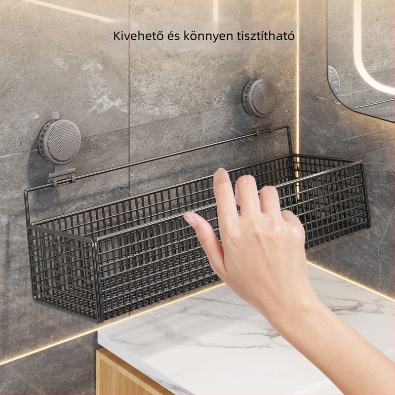Fali szerelhető tároló – szívóhatású rögzítésű fürdőszobai kozmetikumok és törölközők rendezője