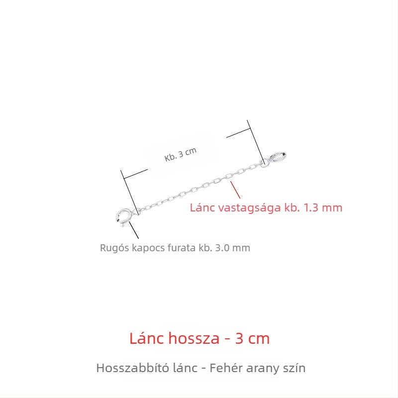 925-ös ezüst nyaklánc vastag hosszabbító lánccal, 18K aranyozás, rózsaarany tónus, állítható zár, medál hosszabbító lánc
