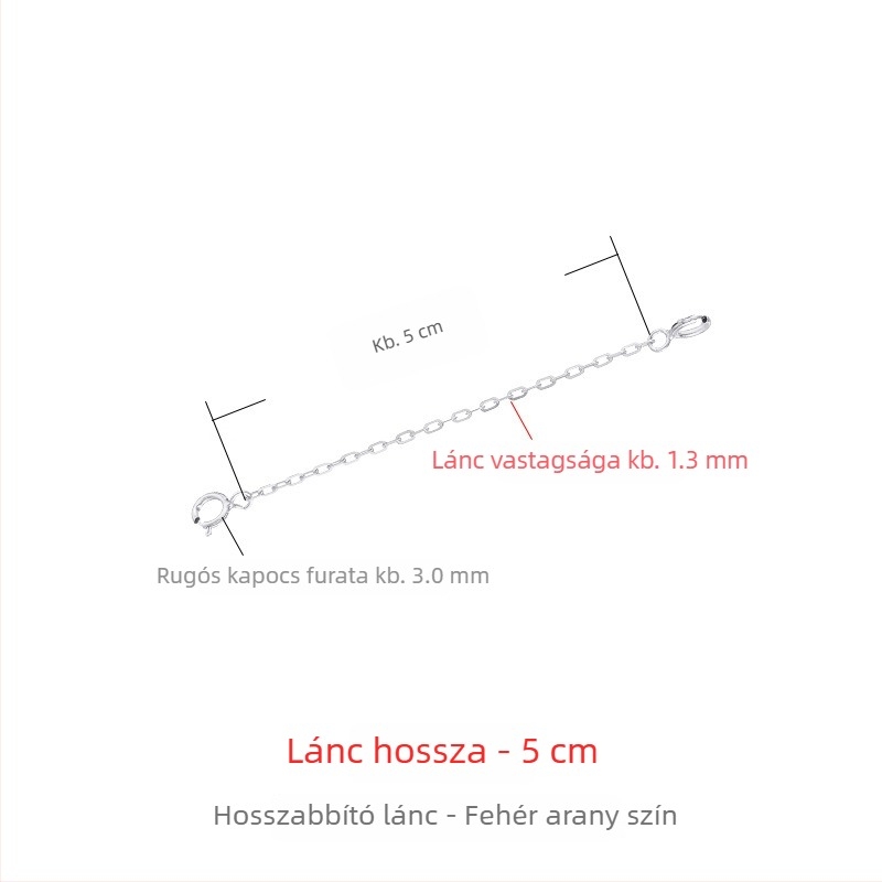 925-ös ezüst nyaklánc vastag hosszabbító lánccal, 18K aranyozás, rózsaarany tónus, állítható zár, medál hosszabbító lánc