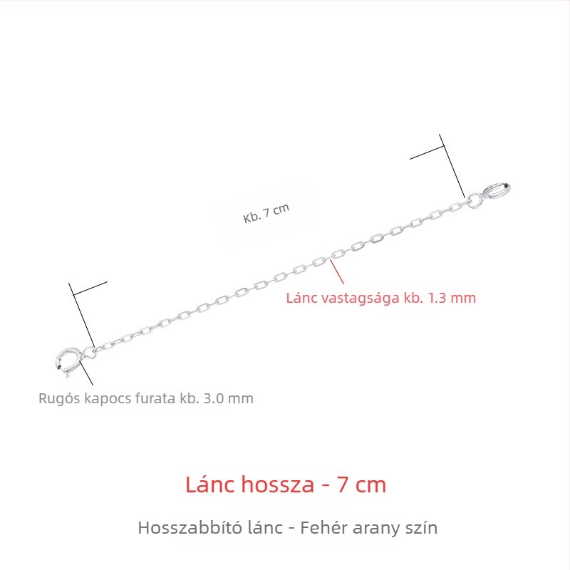 925-ös ezüst nyaklánc vastag hosszabbító lánccal, 18K aranyozás, rózsaarany tónus, állítható zár, medál hosszabbító lánc
