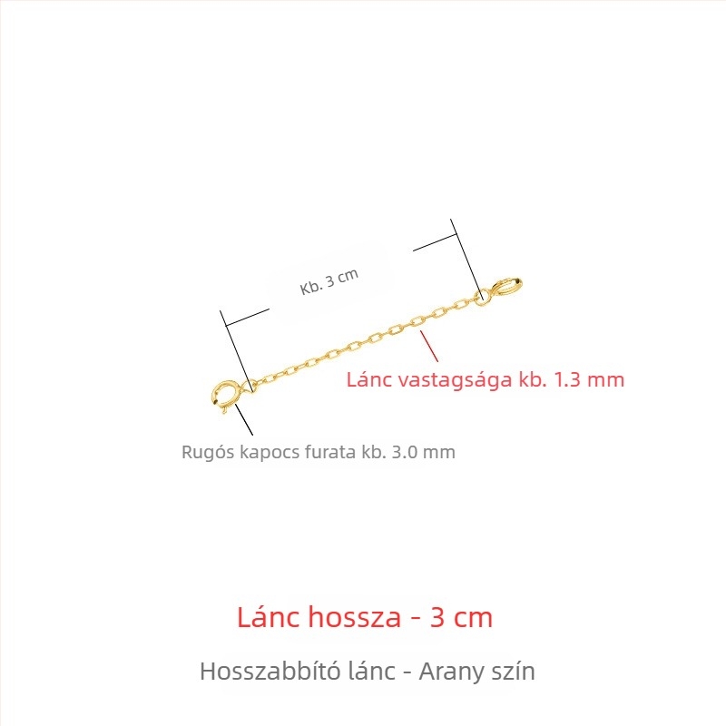 925-ös ezüst nyaklánc vastag hosszabbító lánccal, 18K aranyozás, rózsaarany tónus, állítható zár, medál hosszabbító lánc