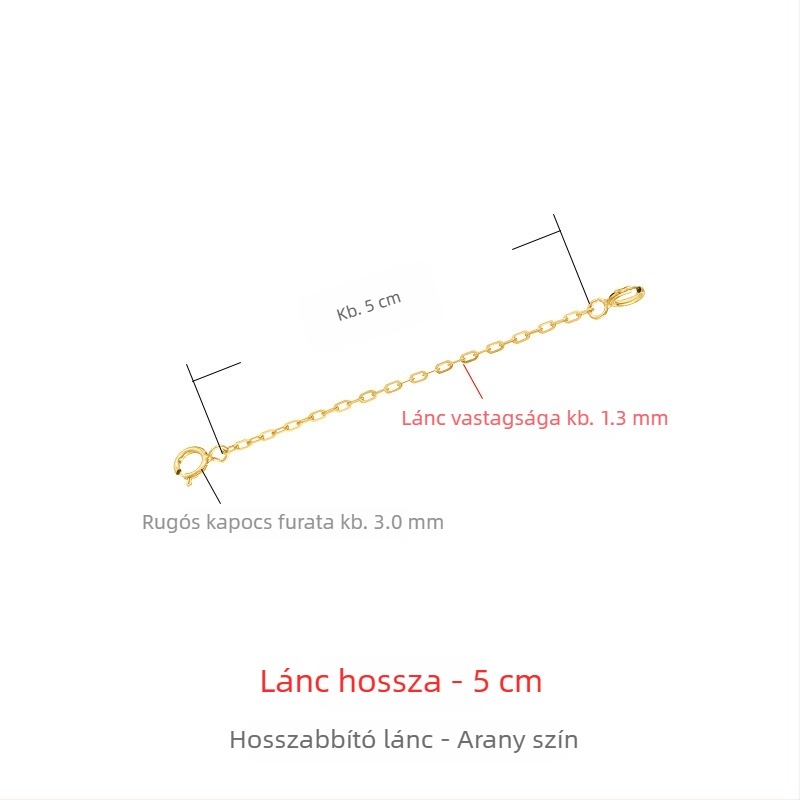 925-ös ezüst nyaklánc vastag hosszabbító lánccal, 18K aranyozás, rózsaarany tónus, állítható zár, medál hosszabbító lánc