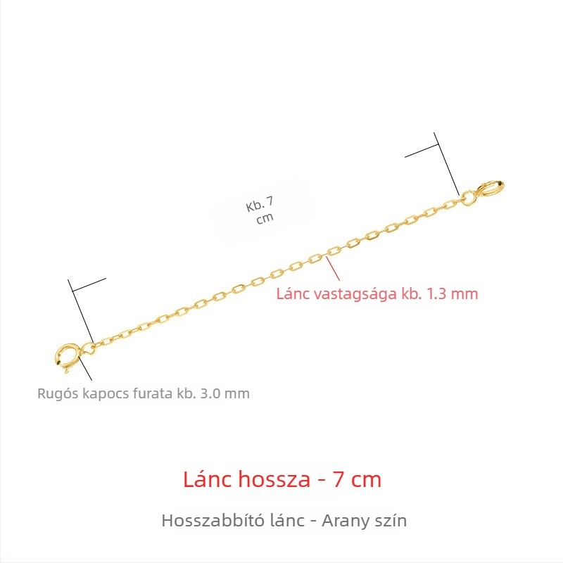 925-ös ezüst nyaklánc vastag hosszabbító lánccal, 18K aranyozás, rózsaarany tónus, állítható zár, medál hosszabbító lánc