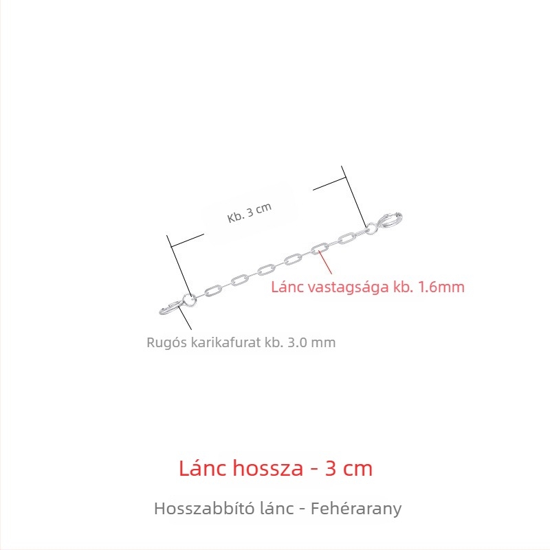 925-ös ezüst nyaklánc vastag hosszabbító lánccal, 18K aranyozás, rózsaarany tónus, állítható zár, medál hosszabbító lánc