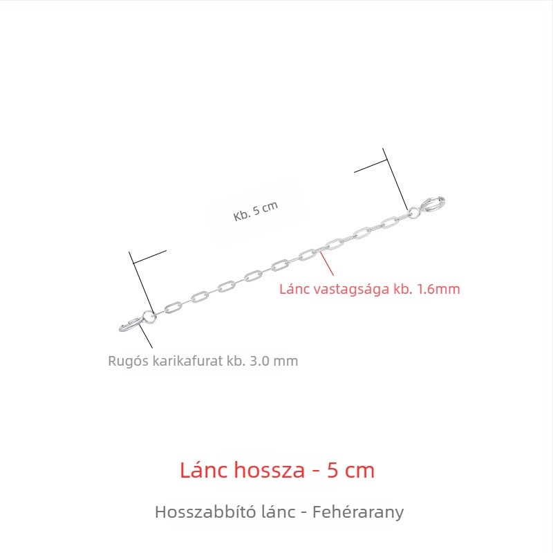 925-ös ezüst nyaklánc vastag hosszabbító lánccal, 18K aranyozás, rózsaarany tónus, állítható zár, medál hosszabbító lánc