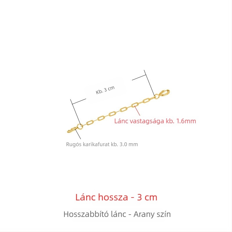 925-ös ezüst nyaklánc vastag hosszabbító lánccal, 18K aranyozás, rózsaarany tónus, állítható zár, medál hosszabbító lánc