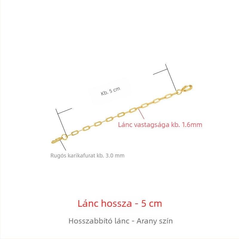 925-ös ezüst nyaklánc vastag hosszabbító lánccal, 18K aranyozás, rózsaarany tónus, állítható zár, medál hosszabbító lánc