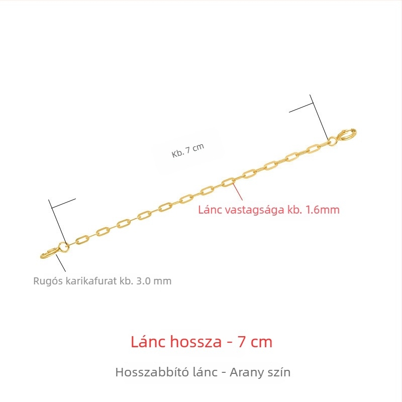 925-ös ezüst nyaklánc vastag hosszabbító lánccal, 18K aranyozás, rózsaarany tónus, állítható zár, medál hosszabbító lánc