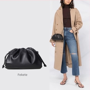 Női felhő mintás táska, francia stílusú niche divat, plisírozott dumpling alakú, puha PU bőr, közepes méret, clutch és válltáska