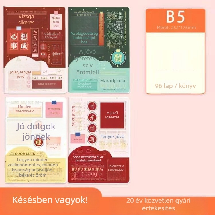 A5-ös notesz puha PVC borítóval, szalma-pulp papír, ragasztó kötés, Instagram-stílus