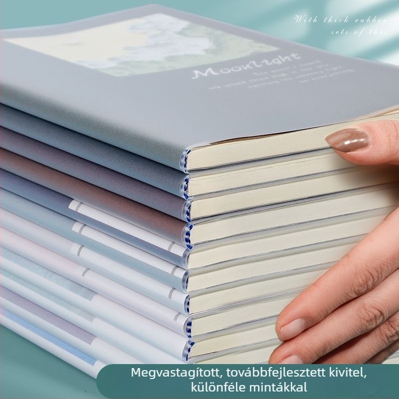 A5-ös notesz puha PVC borítóval, szalma-pulp papír, ragasztó kötés, Instagram-stílus