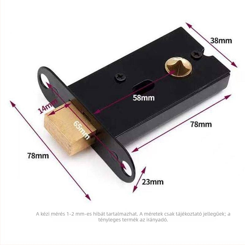 Fa ajtókhoz készült zárkészlet, univerzális zártest 50 mm, hangtalan rozsdamentes acél záróelem 58 mm, zármag és tartozékok