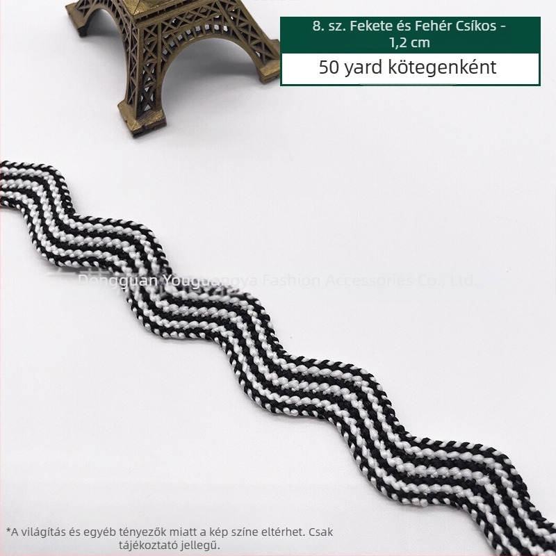 1-1.2 cm Színes, hullámos matróz szalag ruházathoz, lakástextíliákhoz és függöny-díszítéshez