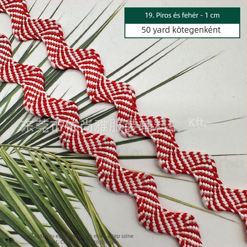 1-1.2 cm Színes, hullámos matróz szalag ruházathoz, lakástextíliákhoz és függöny-díszítéshez