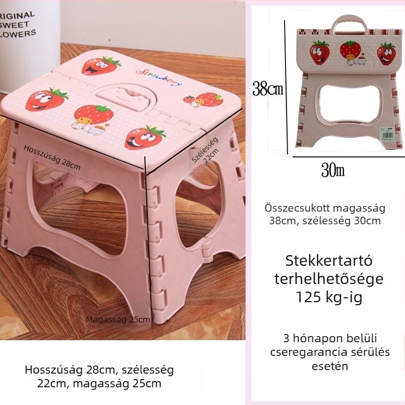 Vastagított műanyag összecsukható sámli felnőtteknek, hordozható otthoni használatra, ovális alakú