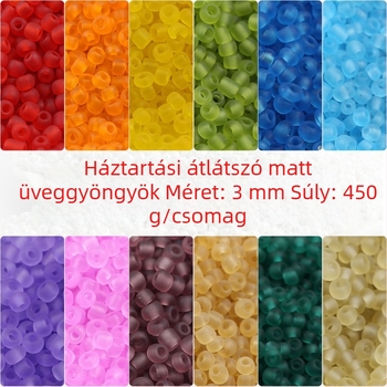 3 mm matt átlátszó üveg rizsszem gyöngyök DIY ékszerekhez, szabad gyöngyök karkötőhöz, virágos hajcsat, tassel kiegészítő, 450 g doboz