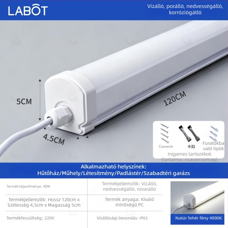 IP65 háromvédelmes LED-szalag lámpa tiszta műhelyekhez, autómosókhoz és autókozmetikához