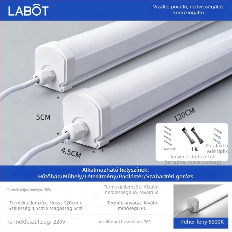 IP65 háromvédelmes LED-szalag lámpa tiszta műhelyekhez, autómosókhoz és autókozmetikához
