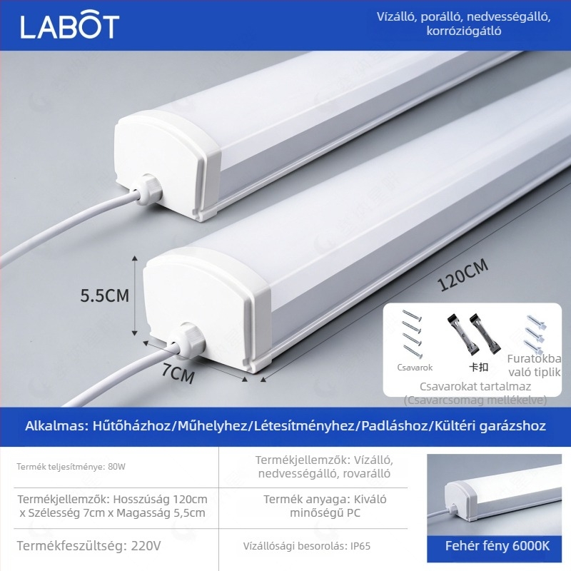 IP65 háromvédelmes LED-szalag lámpa tiszta műhelyekhez, autómosókhoz és autókozmetikához