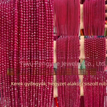 8 mm vörös korund gömbölyű gyöngyök, mesterséges rubin, faszetált felület, abakusz gyöngyök, laza félkész DIY ékszerekhez
