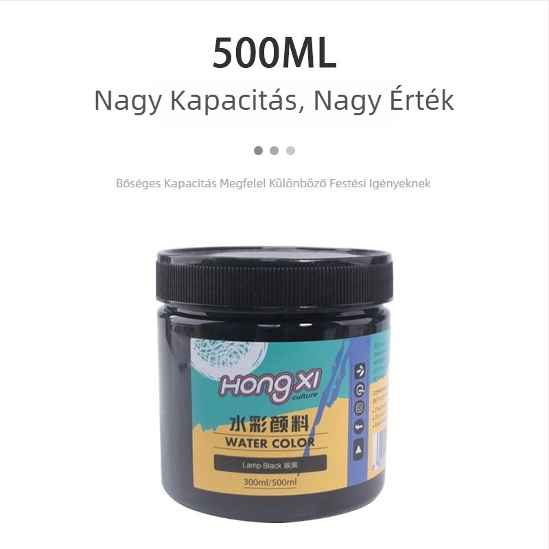 500 ml-es üveg akvarell- és gouache festék kezdőknek, 24 szín