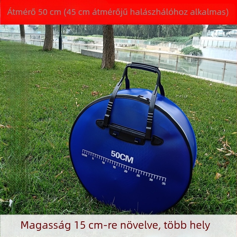 55 cm-es kerek, összecsukható horgász felszerelés táska, vízálló és kopásálló