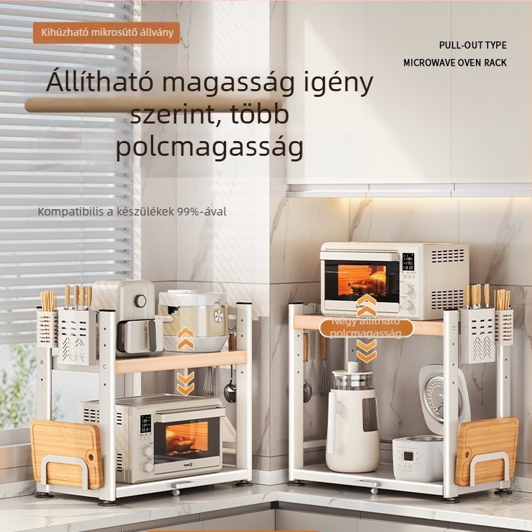 Kinyúló mikrosütő állvány konyhai pultra, multifunkcionális készülékállvány