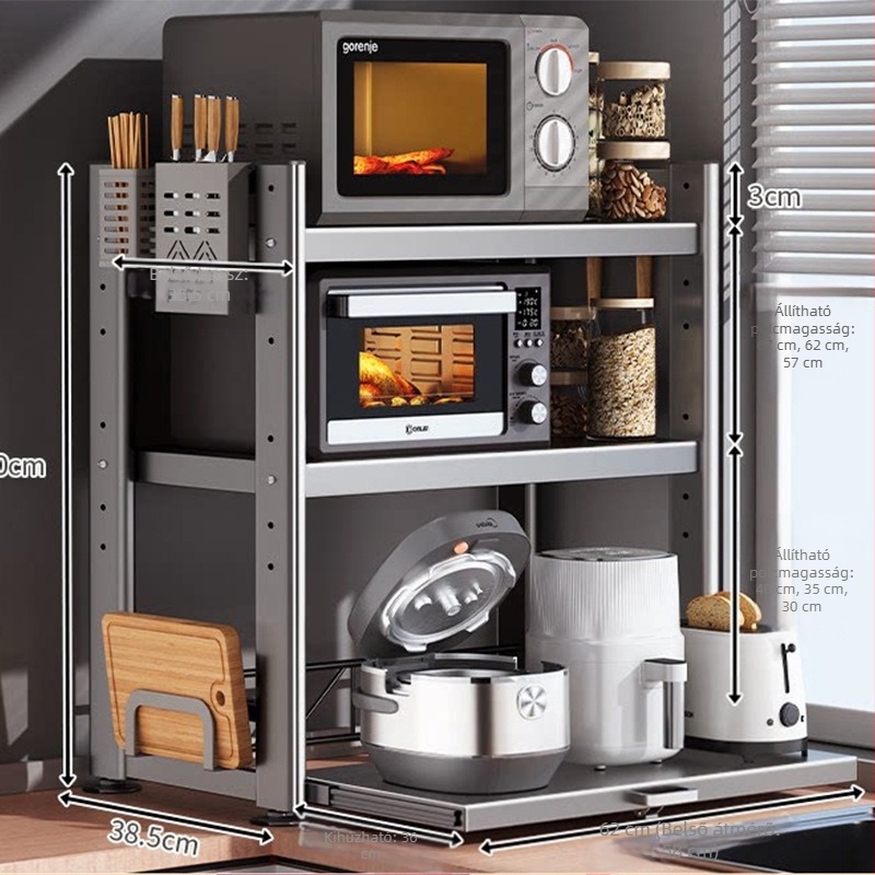 Kinyúló mikrosütő állvány konyhai pultra, multifunkcionális készülékállvány
