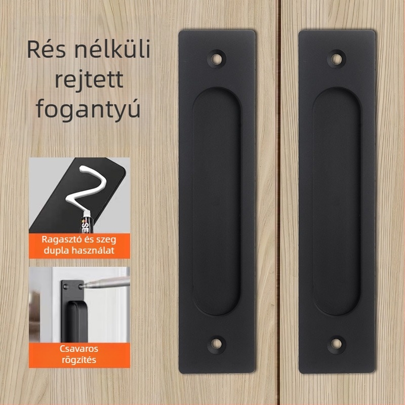 Alumíniumötvözetű tolóajtó fogantyú üvegajtókhoz – ultra vékony, rejtett fogantyú gardróbokhoz és erkélyekhez (fúrás nélkül, horony nélkül)