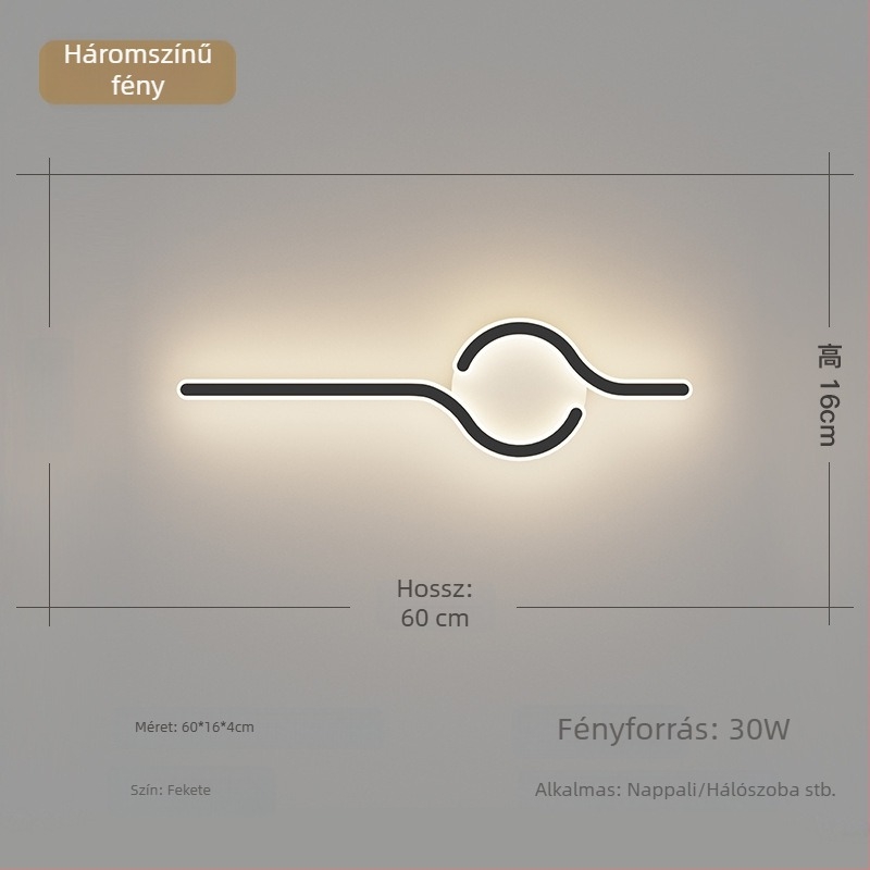 Minimalista falikar nappalira és a televízió mögötti falhoz, megfelelő a folyosón és a lépcsőn; meleg, személyre szabott hálószobai éjjeli lámpa.