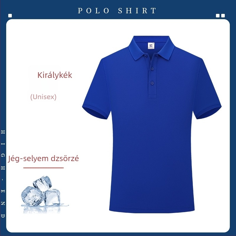 Személyre szabott ice silk polo ing férfiaknak — rövid ujjú munkaruházat logóval, gyorsan száradó nyári póló