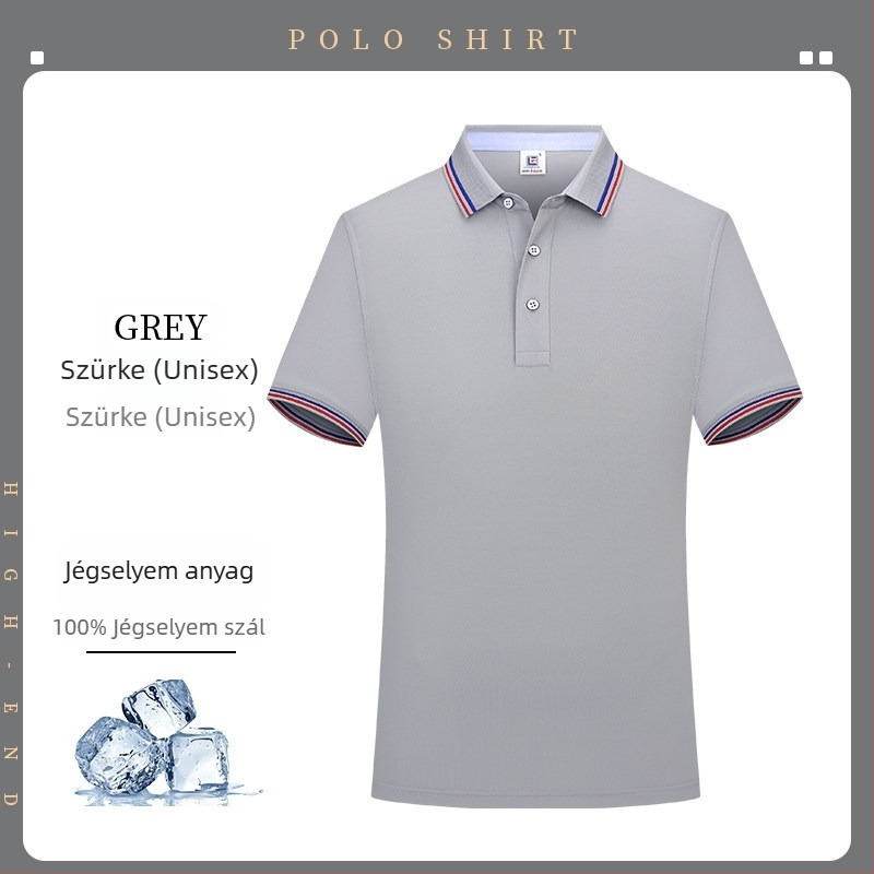 Személyre szabott ice silk polo ing férfiaknak — rövid ujjú munkaruházat logóval, gyorsan száradó nyári póló